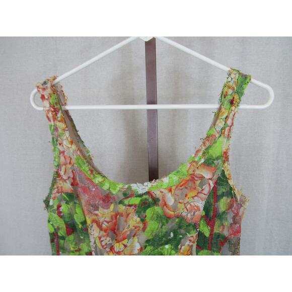 Tracy Reese Size 6 Deconstructed Froth Dress Pink Green Floral Lace Artsy Tank - Picture 7 of 13